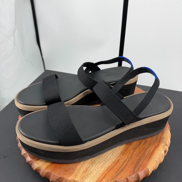 Rothy's Shoes - Rothy's Black and Tan Platform Sandals